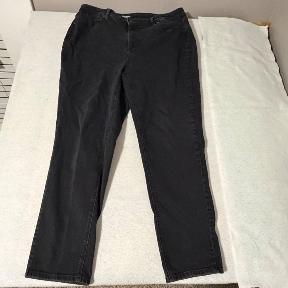 Talbots Flawless Slim Ankle Curvy Jeans Womens 18W Black High Rise Denim Pants